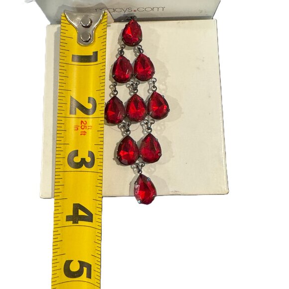 Vintage Red Teardrop Chandelier‎ Earrings – Costume Jewelry - Picture 2 of 3